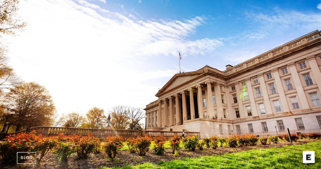 US Treasury building on a sunny day